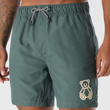 Teddy Yacht Club - Short De Bain Outline Vert Kaki Beige