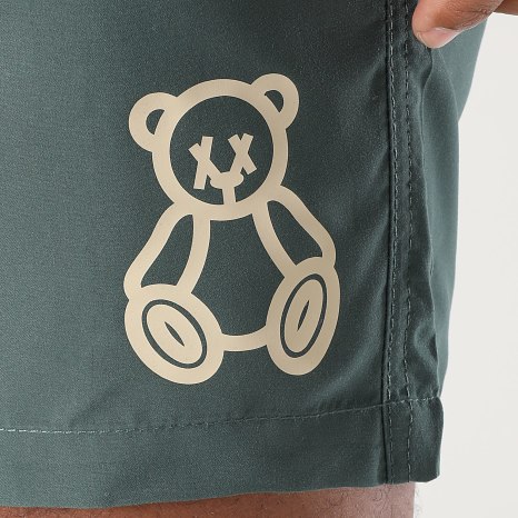 Teddy Yacht Club - Short De Bain Outline Vert Kaki Beige