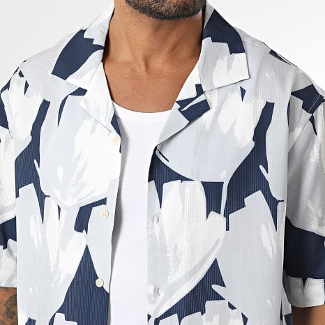 Uniplay - Chemise Manches Courtes 129 Blanc Gris Bleu Marine