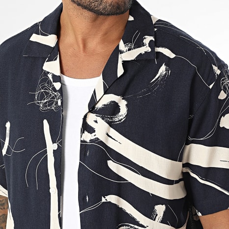 Uniplay - Chemise Manches Courtes 126 Bleu Marine Beige