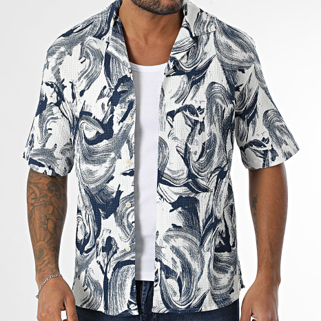 Uniplay - Chemise Manches Courtes 132 Blanc Bleu Marine
