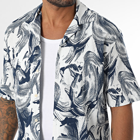 Uniplay - Chemise Manches Courtes 132 Blanc Bleu Marine