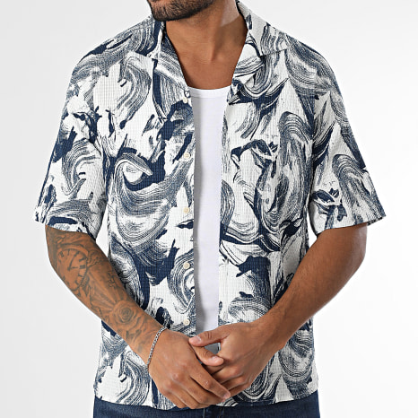 Uniplay - Chemise Manches Courtes 132 Blanc Bleu Marine
