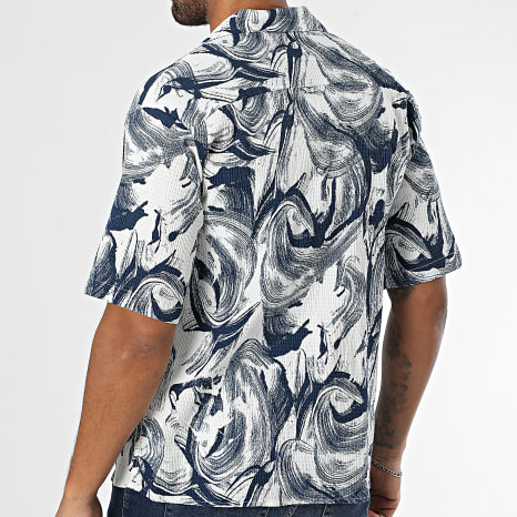 Uniplay - Chemise Manches Courtes 132 Blanc Bleu Marine