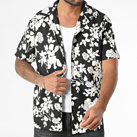 Classic Series - Chemise Manches Courtes Estivale X93 Noir Blanc Floral