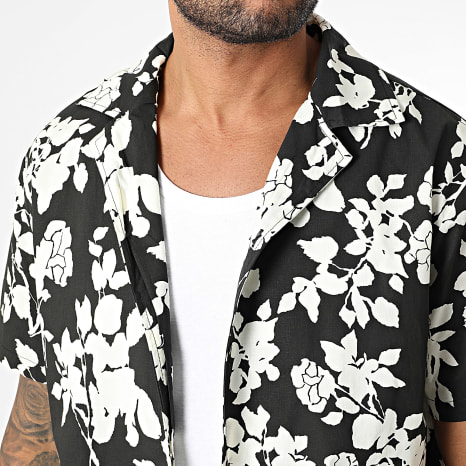 Classic Series - Chemise Manches Courtes Estivale X93 Noir Blanc Floral
