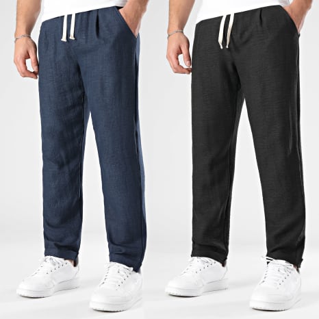 LBO - Lote de 2 Pantalones Efecto Lino 2025 Negro Azul Marino