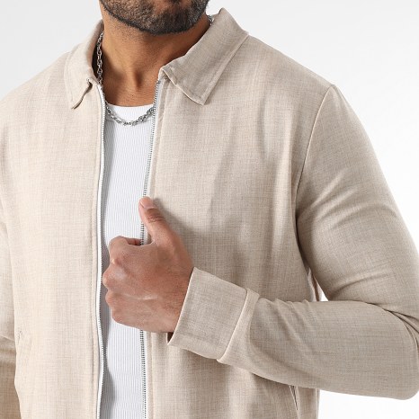 LBO - Conjunto Chaqueta Con Cremallera Y Pantalón Chino Texturado 2036 Beige
