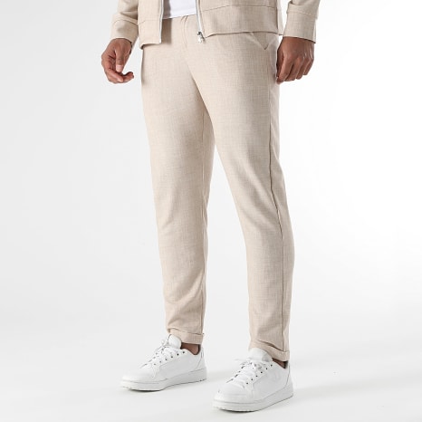 LBO - Conjunto Chaqueta Con Cremallera Y Pantalón Chino Texturado 2036 Beige