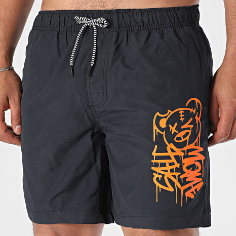 Sale Môme Paris - Short De Bain Nounours Dripping Graffiti Noir Orange