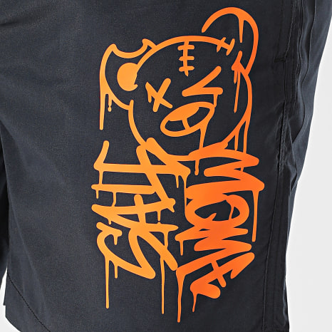 Sale Môme Paris - Short De Bain Nounours Dripping Graffiti Noir Orange