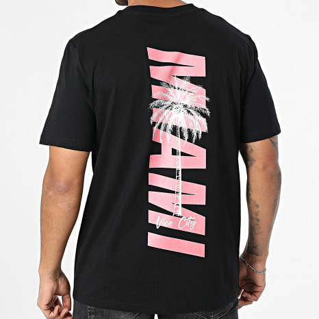 Luxury Lovers - Tee Shirt Oversize Miami Palm Negro Rosa