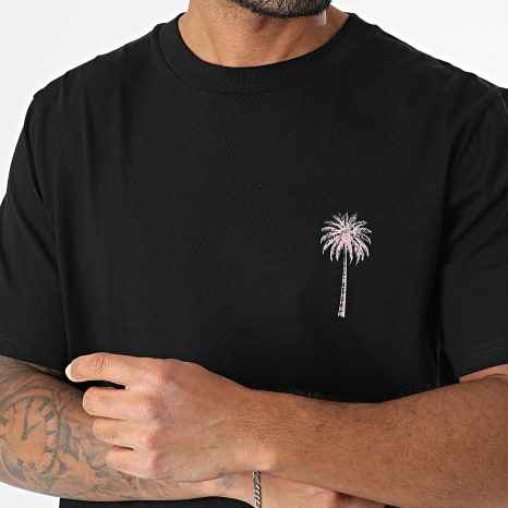 Luxury Lovers - Tee Shirt Oversize Miami Palm Negro Rosa