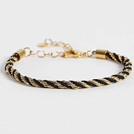 Classic Series - Pulsera Trenzada 514 Negra Dorada