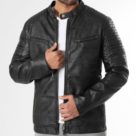 LBO - Kunstlederen Bikerjas 0356 Zwart