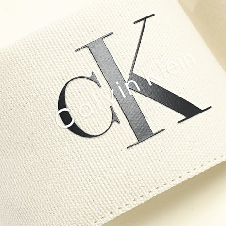 Calvin Klein - Claquettes Femme Monogram Logo CK 1967 Beige