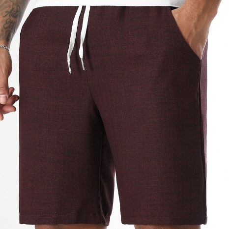 LBO - Ensemble Chemise Manches Courtes Et Short Effet Lin 2091 Bordeaux
