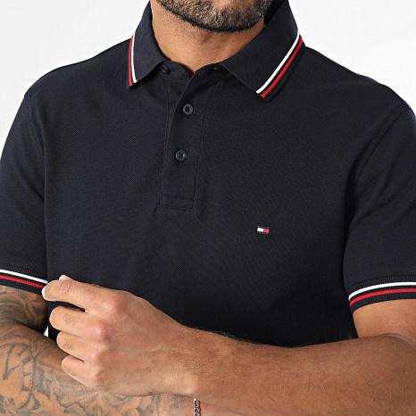 Tommy Hilfiger - Polo Manches Courtes Slim Fit Tipped 7346 Bleu Marine