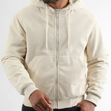 LBO - Jass Met Capuchon Rits Velours Côtelé Sherpa 1653 Licht Beige