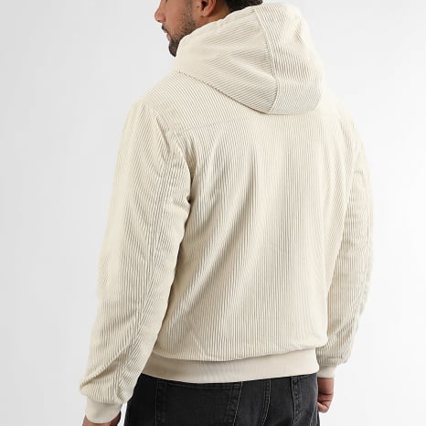 LBO - Jass Met Capuchon Rits Velours Côtelé Sherpa 1653 Licht Beige
