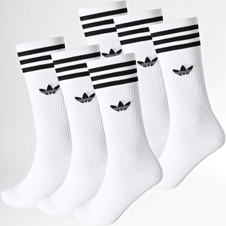 Adidas Originals - 6 paar 3 Stripes Crew Sokken JV7410 Wit