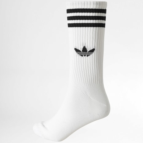 Adidas Originals - Lot De 3 Paires De Chaussettes 3 Stripes High Crew JV7418 Blanc Gris Chiné Noir