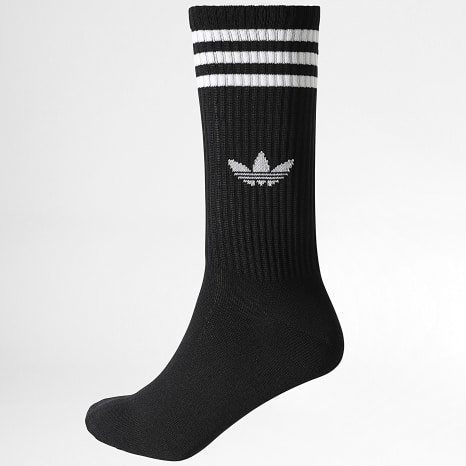 Adidas Originals - Lot De 3 Paires De Chaussettes 3 Stripes High Crew JV7418 Blanc Gris Chiné Noir