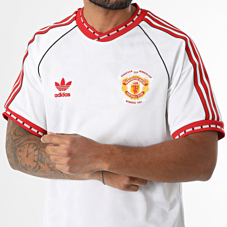 Adidas Originals - Tee Shirt A Bandes Manchester United JF0376 Blanc