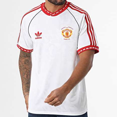 Adidas Originals - Tee Shirt A Bandes Manchester United JF0376 Blanc