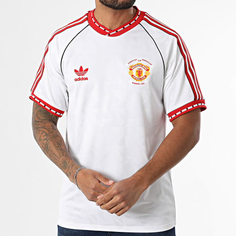 Adidas Originals - Tee Shirt A Bandes Manchester United JF0376 Blanc
