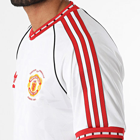 Adidas Originals - Tee Shirt A Bandes Manchester United JF0376 Blanc