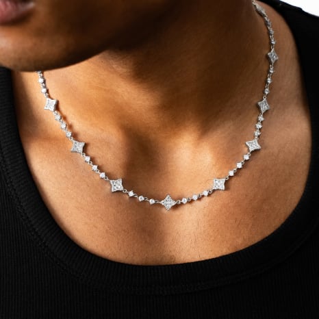 Classic Series - Necklace A Strass Shiny Flower Tennis Argenté