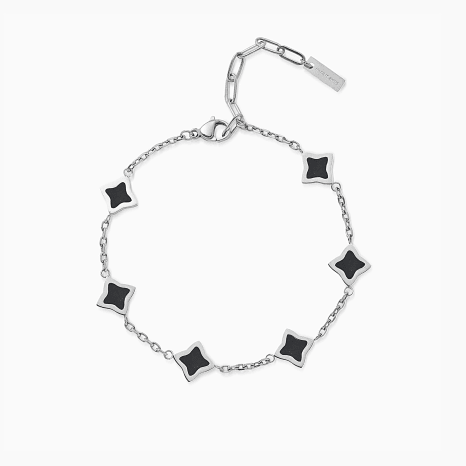 Make It Shine - Flower Silver Bracelet Black