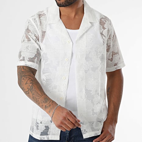 Uniplay - Chemise Manches Courtes 813 Blanc Floral