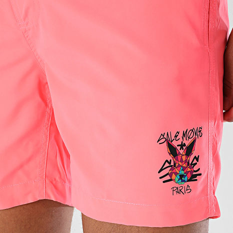 Sale Môme Paris - Short De Bain Geomedrips Lapin Rose Fluo