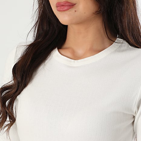 Only - Ava Dames-T-shirt Lange Mouw Wit