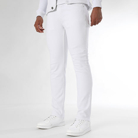 Classic Series - Conjunto de chaqueta vaquera con capucha y vaqueros regular fit 3886 Blanco