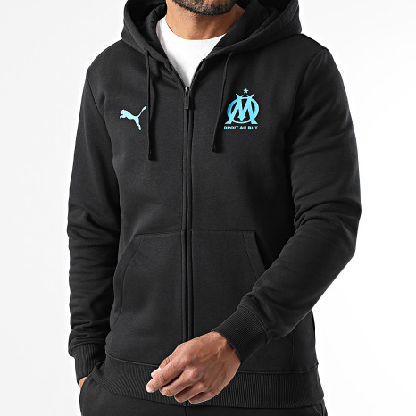 Puma - Sweat Capuche Zippé OM Football Essentiel 781573 Noir