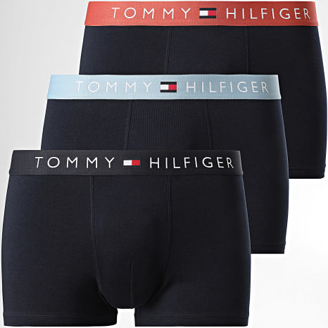 Tommy Hilfiger - Lot De 3 Boxers 3181 Bleu Marine Orange Bleu Clair