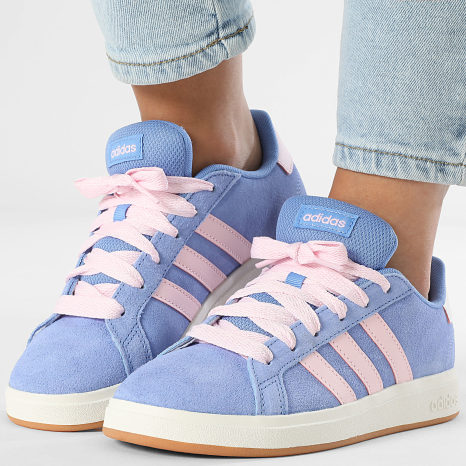 Adidas Performance - Grand Court 00s K JR2228 Azul Fusion Rosa Claro Core Blanco Zapatillas Mujer