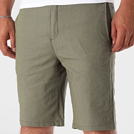 Fins de Séries - 463 Pantalones cortos chinos de lino verde caqui