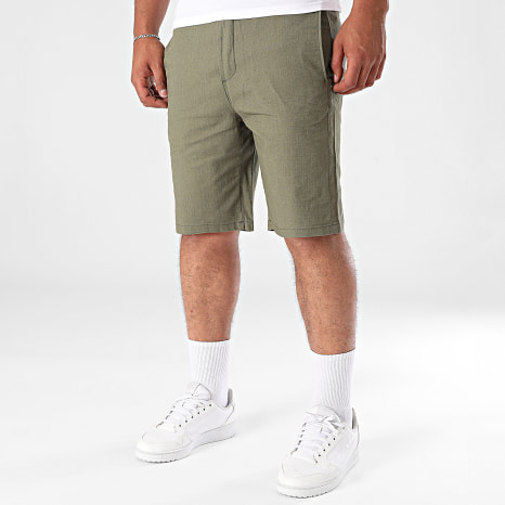 Fins de Séries - 463 Pantalones cortos chinos de lino verde caqui