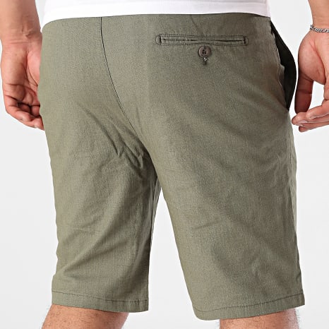 Fins de Séries - 463 Pantalones cortos chinos de lino verde caqui
