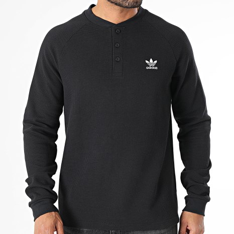 Adidas Originals - Camiseta de manga larga Waffle Essentials JW1050 Negro