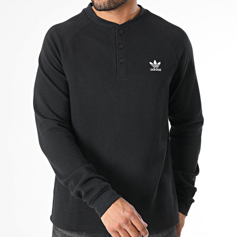 Adidas Originals - Camiseta de manga larga Waffle Essentials JW1050 Negro