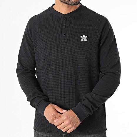 Adidas Originals - Camiseta de manga larga Waffle Essentials JW1050 Negro