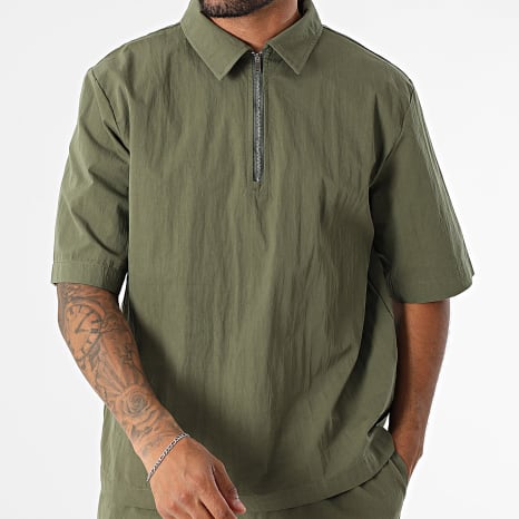 MTX - Ensemble Polo Manches Courtes Col Zippé Et Short 041 Vert Kaki