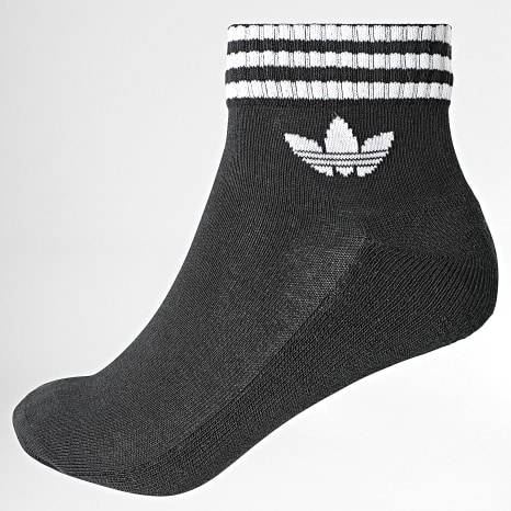 Adidas Originals - Lot De 3 Paires De Chaussettes 3 Stripes Ankle JV7437 Noir Gris Blanc