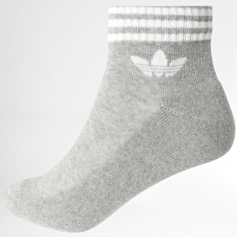 Adidas Originals - Lot De 3 Paires De Chaussettes 3 Stripes Ankle JV7437 Noir Gris Blanc