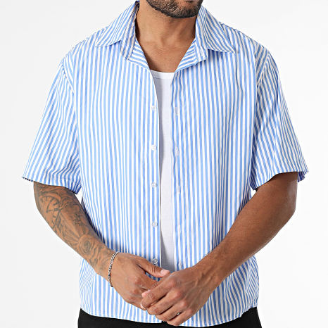 Uniplay - Chemise Manches Courtes A Rayures 499 Bleu Blanc